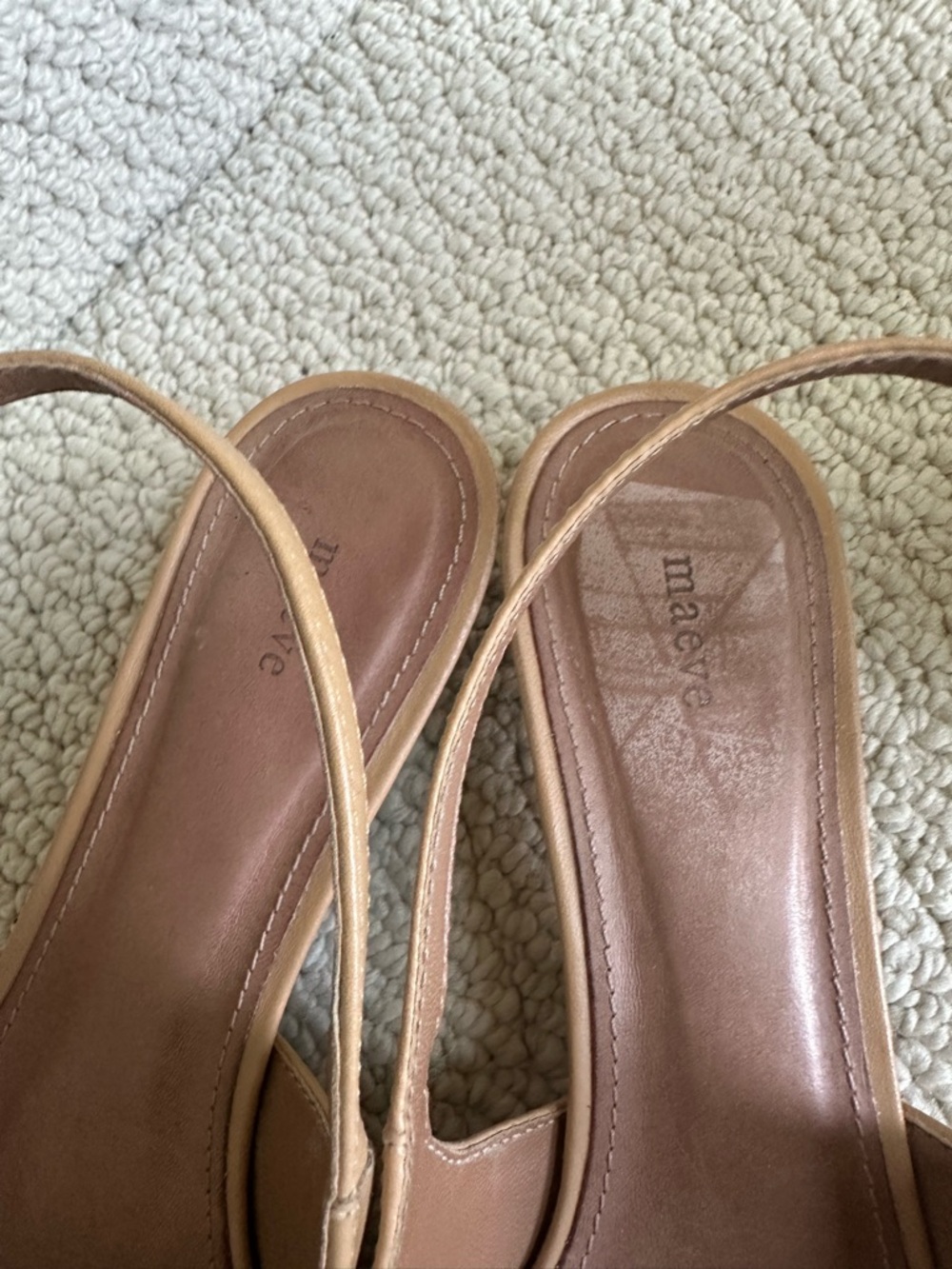 Anthropologie Maeve Women’s Tan Slingback Pointed-Toe Flats Shoes Flower Accent - Picture 11 of 16